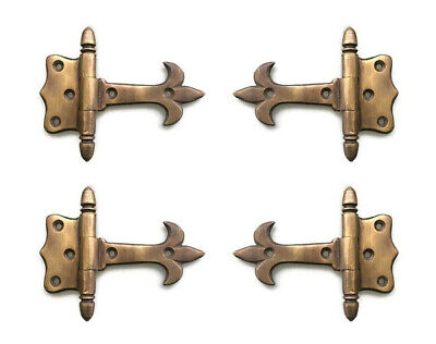 4 small aged solid Brass DOOR small hinges vintage age antique style heavy 3" B Без бренда