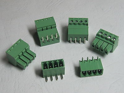 20 pcs Angle 90° 4 pin 3.5mm Screw Terminal Block Connector Pluggable Type Green CY Does not apply