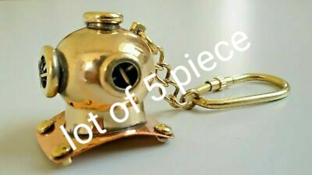 Lot Of 5 PCs Brass Nautical Antique Style Diving Key-chain Divers Helmet Rings  Без бренда - фотография #4