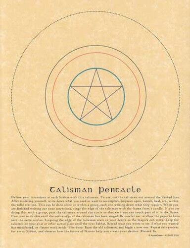 Talisman Pentacle Parchment-Like Page for Book of Shadows, Altar! Без бренда