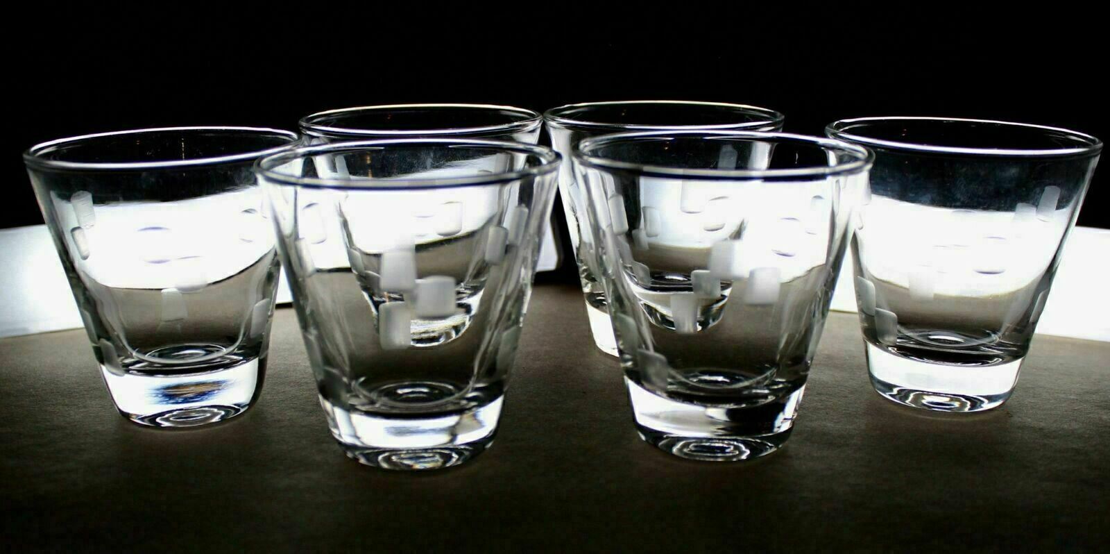 Cocktail Glasses Retro Mid-Century Modern Etched Glass Minimalist Design Lot 6 Без бренда - фотография #2