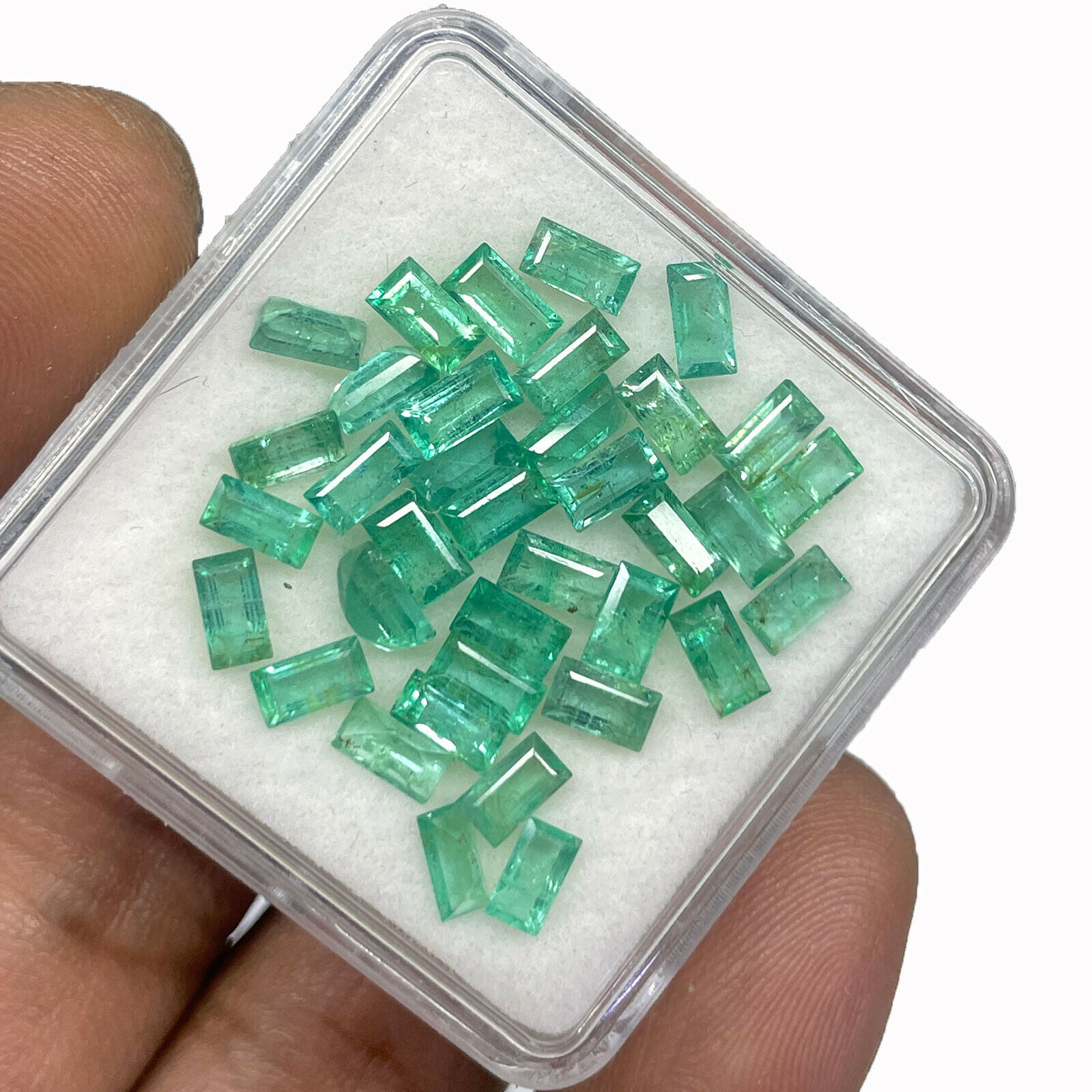 6 Pcs Natural Emerald 4.6mm-4.8mm Baguette Cut Sparkling Green Loose Gemstones Selene Gems