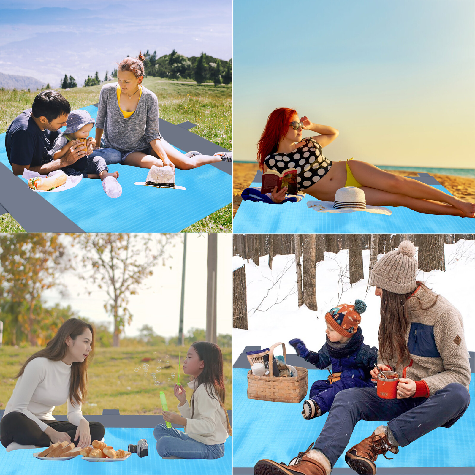 Beach Mat Picnic Pad 108x85" Outdoor Waterproof Pocket Sandproof Camping Travel VECELO - фотография #11