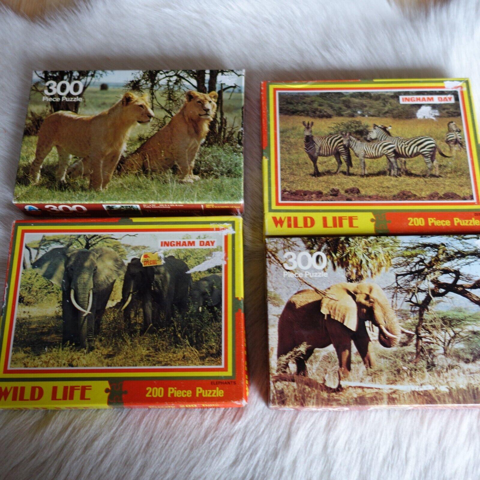 Vtg AFRICA Puzzle Vtg Elephant Puzzle Vtg ZEBRA Puzzle Vtg Lion Puzzle 70s Puzzl Arrow