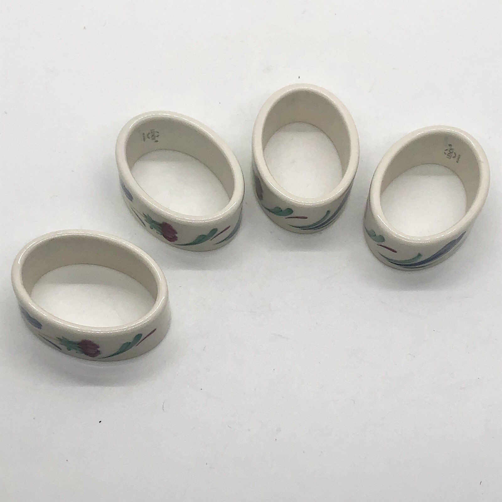 Lenox Poppies on Blue Napkin Rings Set of 4 Ceramic Stoneware w Box Flowers Lenox - фотография #8