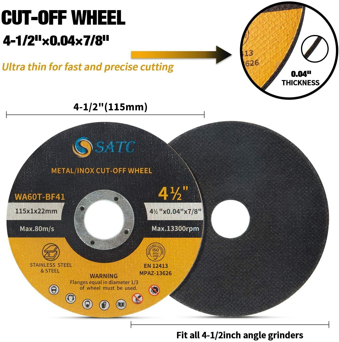 50 Pack Cut Off Wheels 4-1/2" Metal & Stainless Steel Angle Grinder Cutting Disc Satc Does Not Apply - фотография #3