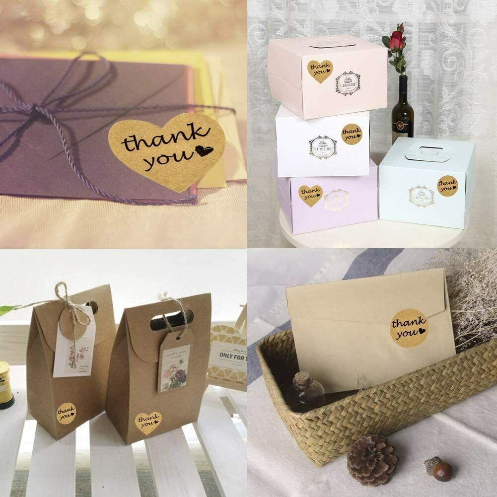 1500 Heart Shaped Thank you Sticker Gold Foil Kraft Paper DIY Gift Envelope Seal Unbranded Does Not Apply - фотография #5