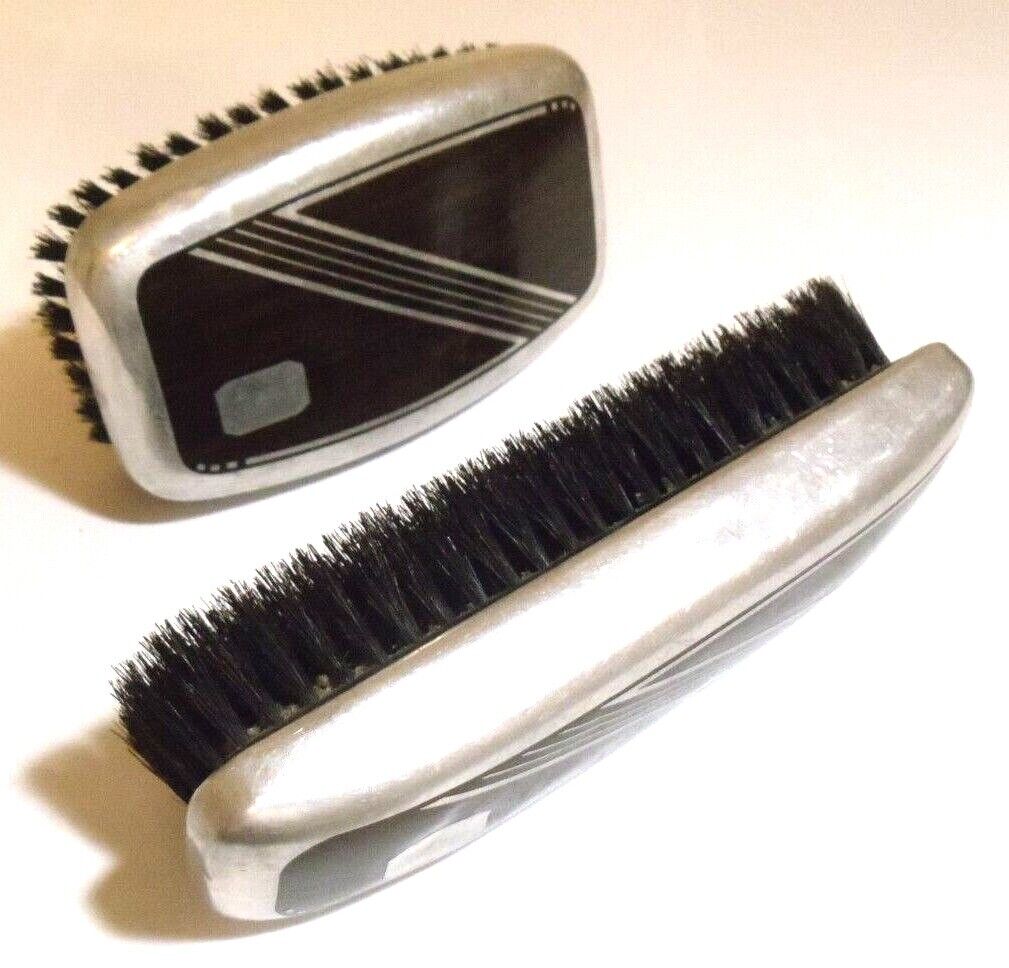 Set-of-2 1930's Vintage HAIR and CLOTHES Brushes ART-DECO Silver w/Inlaid Detail Без бренда - фотография #8