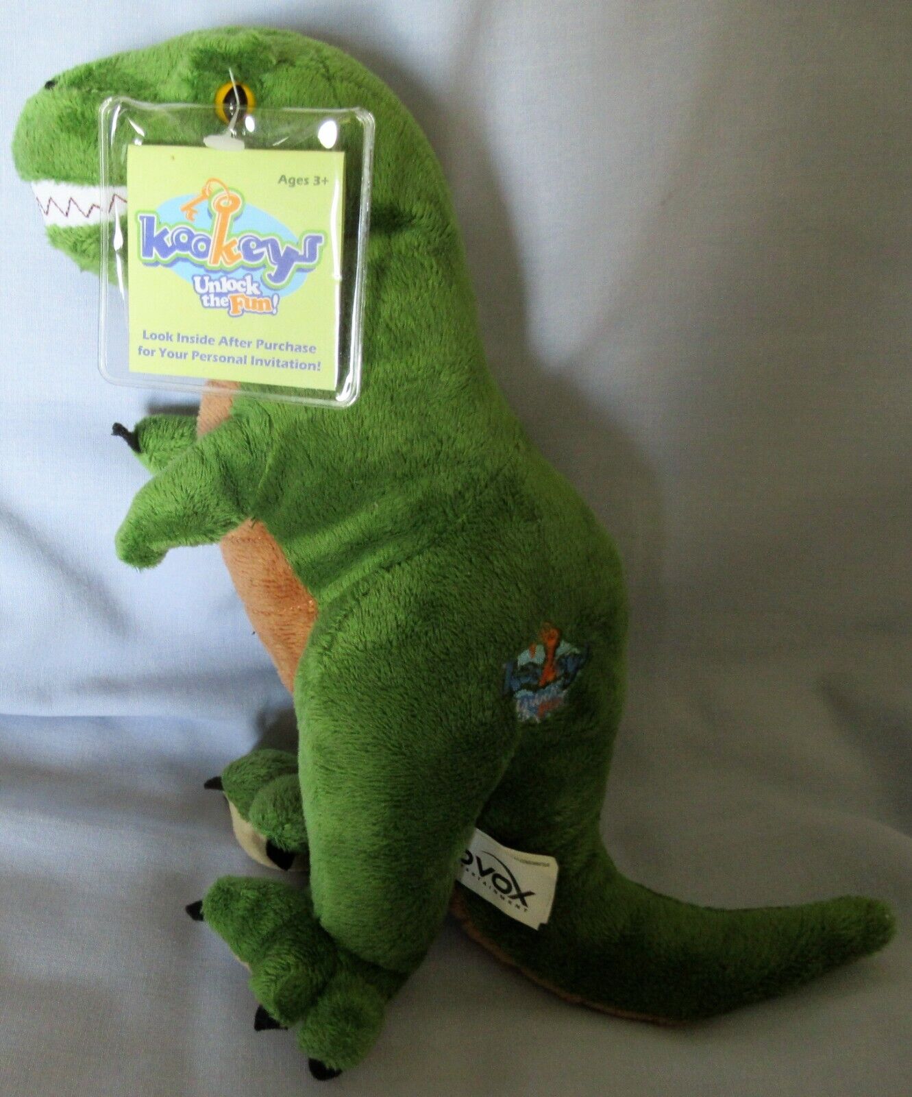 TREX - Kookeys Green Dinosaur Plush TREX1JY - 10 VOX - UNUSED CODE - 10" TALL kookeys