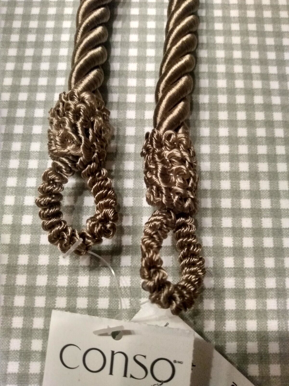 Curtain Tiebacks Drapery Conso Twisted Cord 22 Inches Lot of 2 Bronze Brown New Conso na - фотография #4