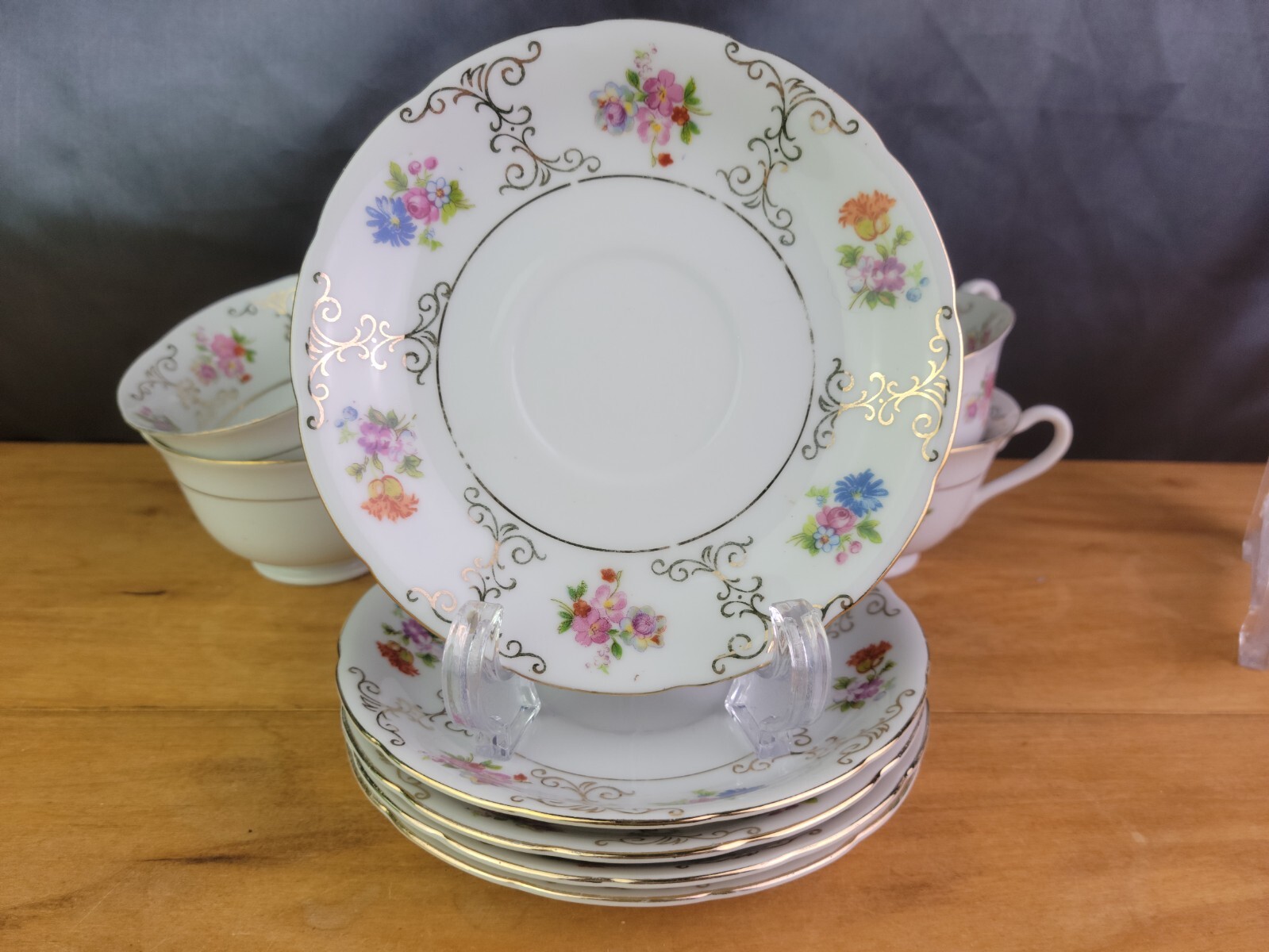 Chikaramachi Multi-color Japanese Floral 5 Saucers CHIKARAMACHI