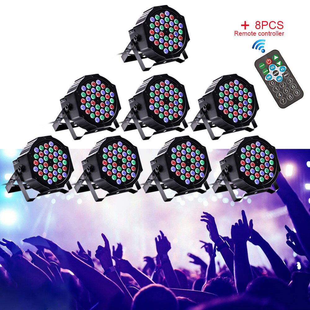 8PCS 80W 36 LED RGB Stage Lighting PAR Light +8 Remote DMX Party Disco DJ Lights U`King Does not apply