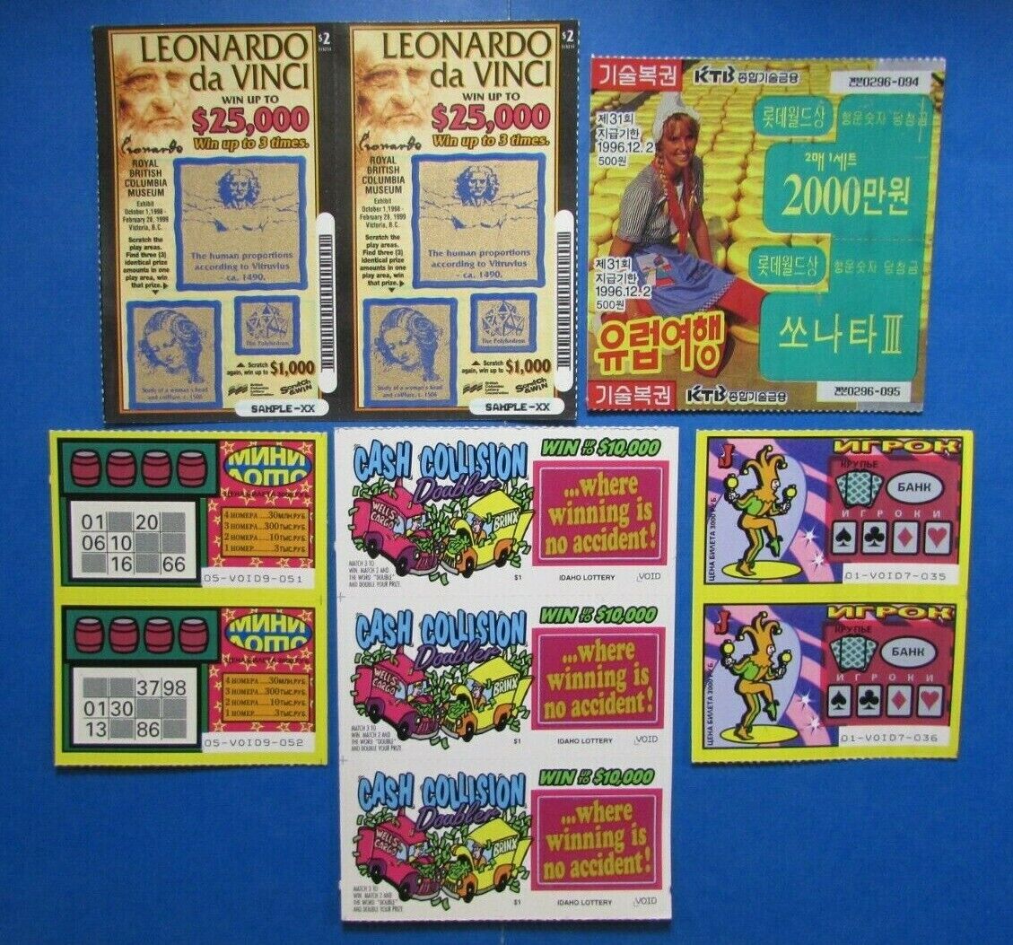 Lot VINTAGE *INTERNATIONAL LOTTERY* SAMPLE/Void Lotto Tickets *NEW/Unscratched* Без бренда