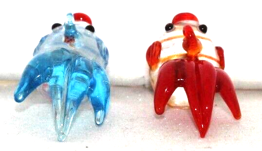 2 x Vintage, ( 1970's) Hand Made,  Art Glass Miniature Fish Unbranded - фотография #3