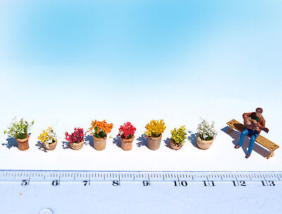 Miniature Flower Pots Colorful mix HO O scale model railway dollhouse diorama OO naaron88 Does Not Apply - фотография #2