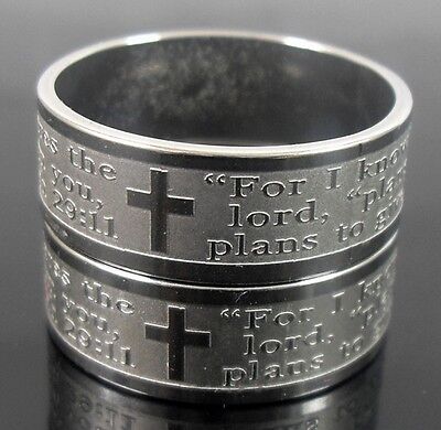 30x Jeremiah 29:11 Etch Cross English Bible Lord's Prayer Stainless Steel Rings  Unbranded
