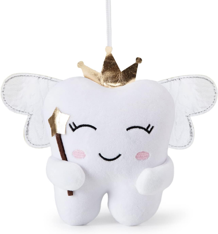 Tooth Fairy Pillow with Shiny Wings Embroidered Tooth Fairy Doll with Pocket Cry Does not apply