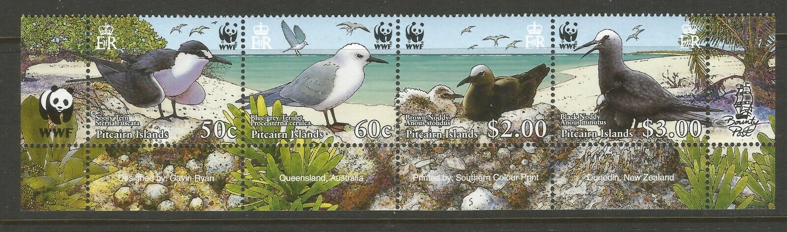  2007 PITCAIRN ISLANDS, WWF BIRDS STRIP {4}, S.G 724a MNH** Без бренда