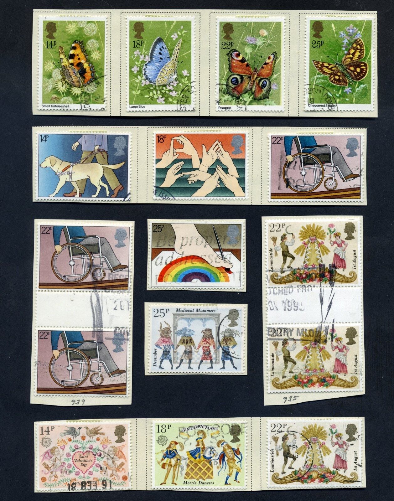 Lot of 45 stamps, UK, 1981 Scott 933-964 Two mint, 8 Complete Sets Без бренда - фотография #2