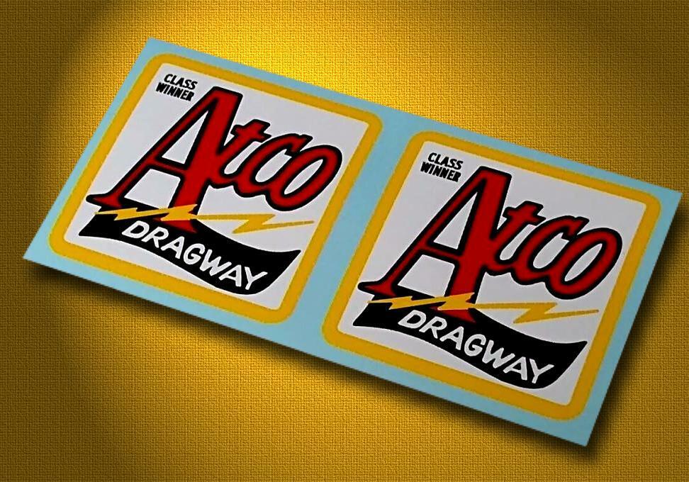 ATCO DRAGWAY • CLASS WINNER • Pair Vintage Style Peel & Stick Stickers • Decals Без бренда