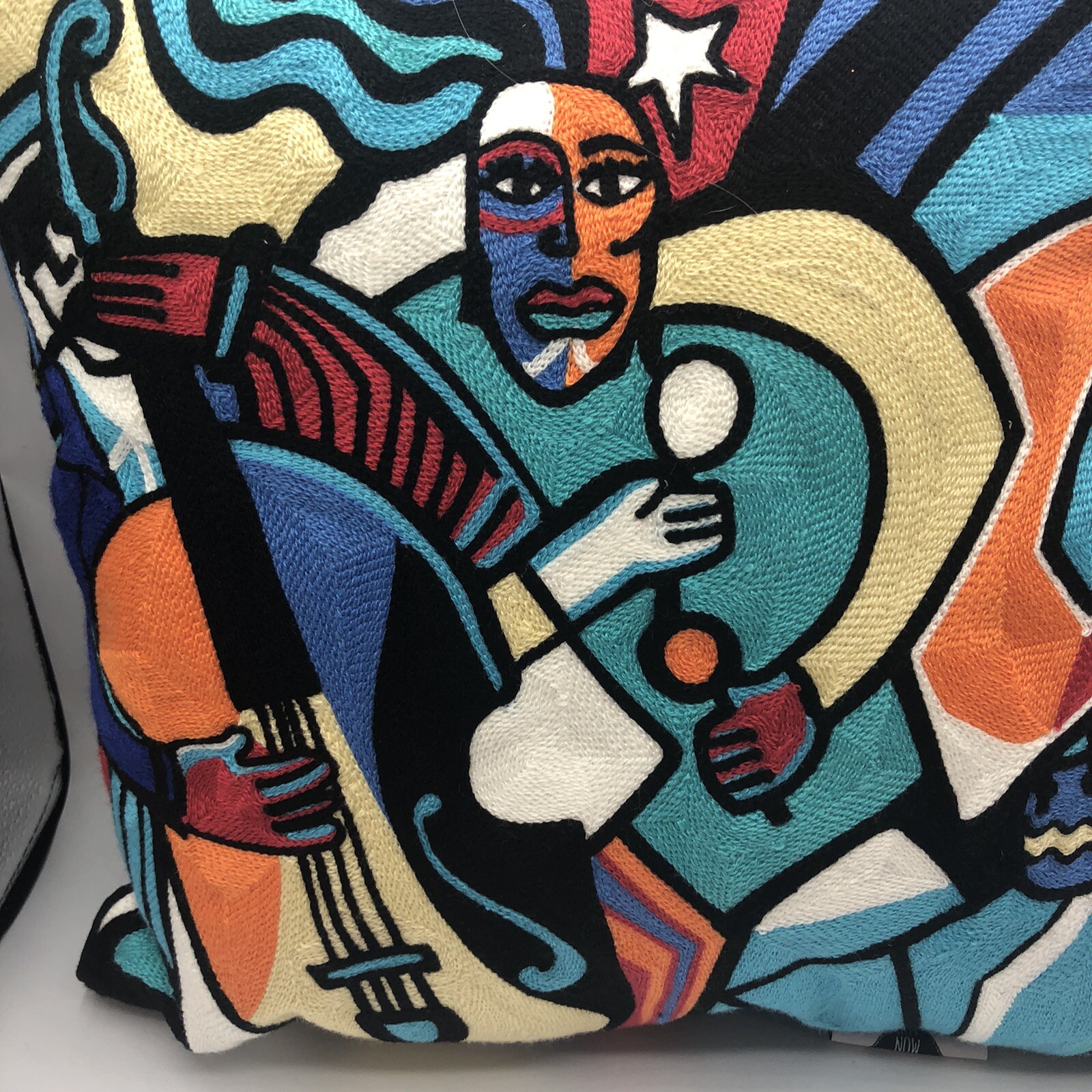 The Musicians Jazz Pillow 16x16 Decorative Picasso style Needlepoint Nice Hot Now - фотография #3
