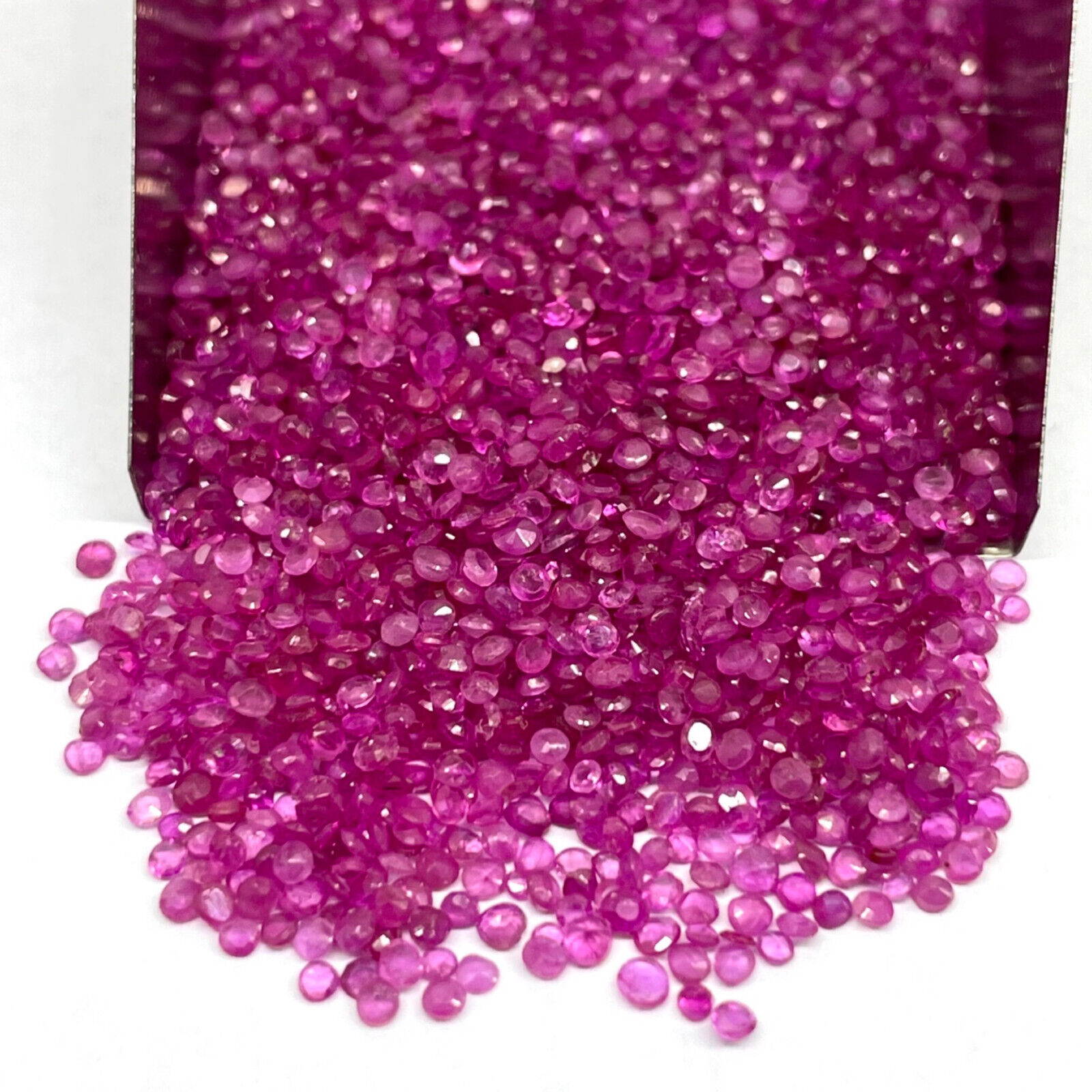 100 Pc Natural Ruby Round Cut Pinkish Red Loose Gemstone Wholesale Lot 1.2mm-2mm Selene Gems
