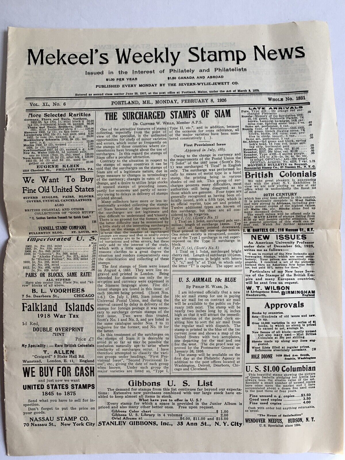 Vintage Philatetic News, 2 Mekeel's Weekly Stamp News April 12 1919 & Feb 8 1926 Mekeel's - фотография #6