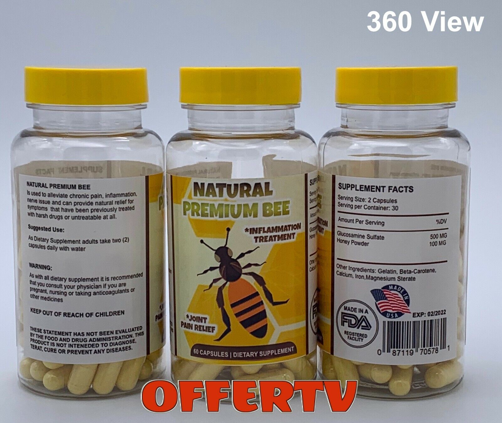 4 Natural Premium Bee Miracle Anti-Inflammatory Joint Muscle Pain Therapy Pills  Natural Premium Bee Bee Extract - фотография #2