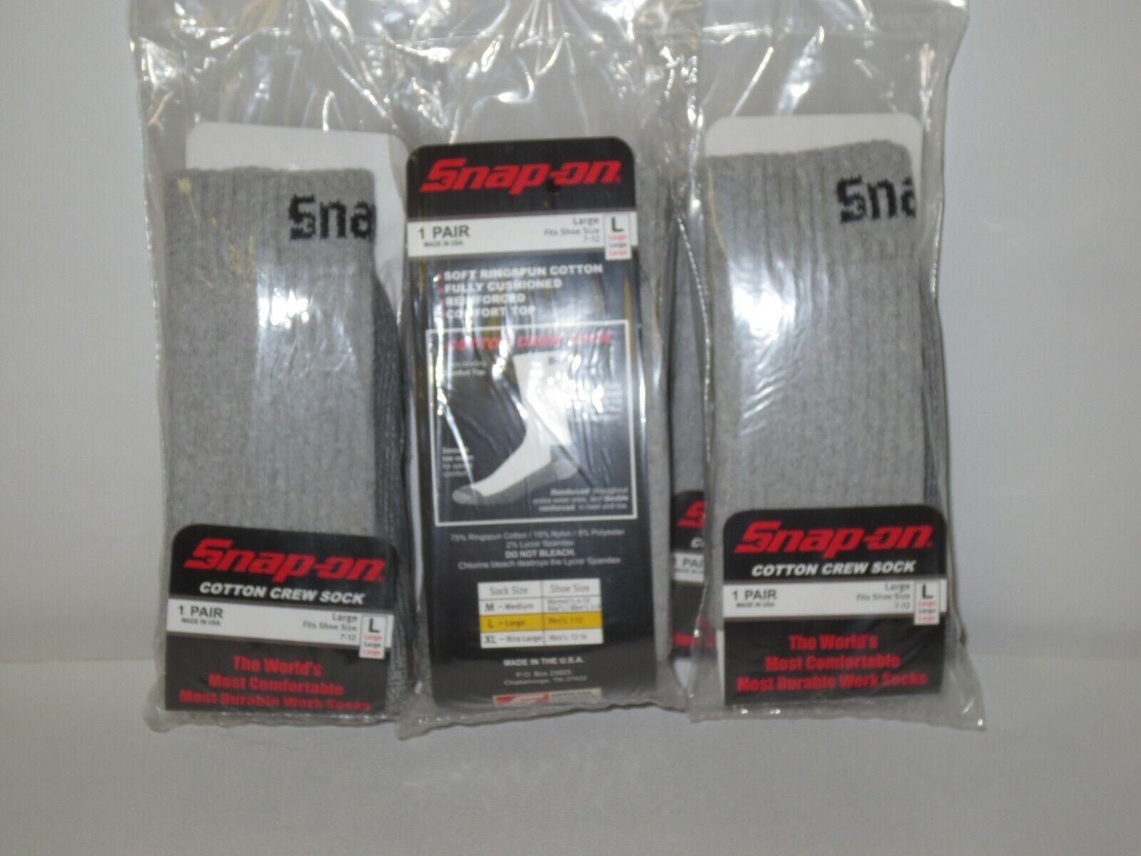 12 PAIRS Men's GRAY Snap-On Crew Socks LARGE ~ FREE SHIPPING ~ MADE IN USA *NEW* Snap-on - фотография #8