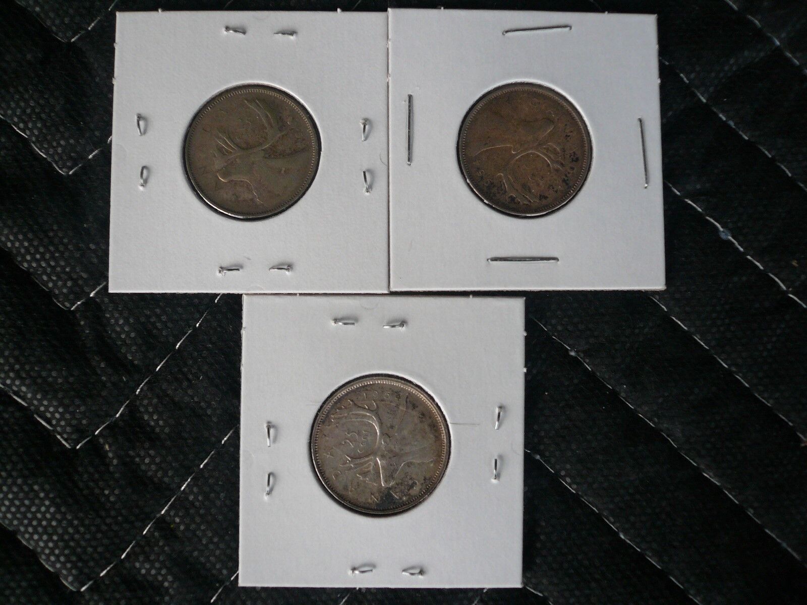 1954 CANADA  25 Cent Coin CARIBOU Queen Elizabeth II 80% Silver SET OF 3 COINS Без бренда - фотография #4
