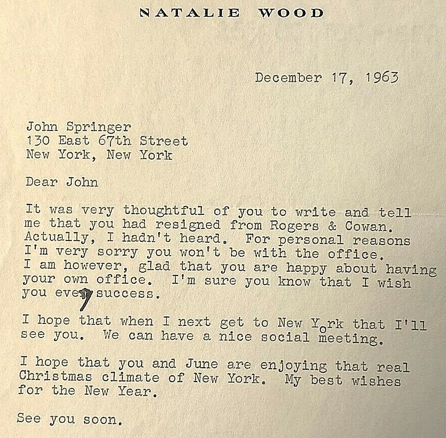 NATALIE WOOD & ROBERT WAGNER SIGNED PAIR OF ORIG. LETTERS ON THEIR LETTERHEADS!! Без бренда - фотография #6