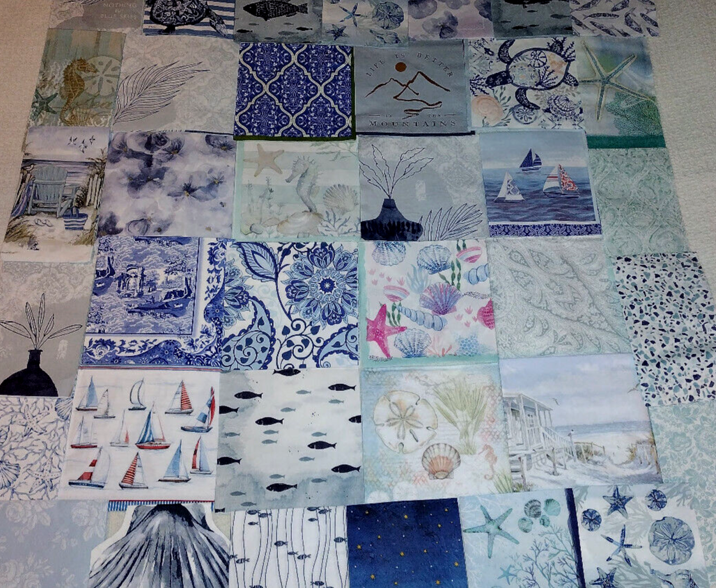 39 WATER NATURE SOOTHING BLUES ~ LOT SET MIXED Paper Napkins ~ Decoupage Crafts Без бренда