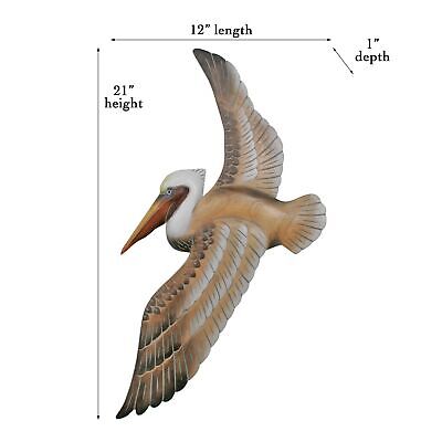 Hand-carved Wood Flying Pelican | Coastal Nautical Beach Wall Décor Natural W... T.I. Design - фотография #6