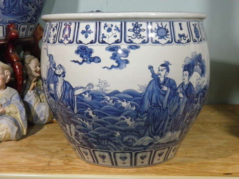 Monumental Chinese Blue White Porcelain Jardinieres Urns 19th century Без бренда - фотография #8
