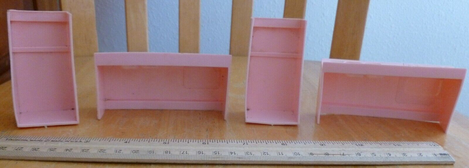 Dollhouse FURNITURE Pink Plastic Kitchen 'FRIDGE, STOVE, Double SINK, CABINETS   Unbranded - фотография #4