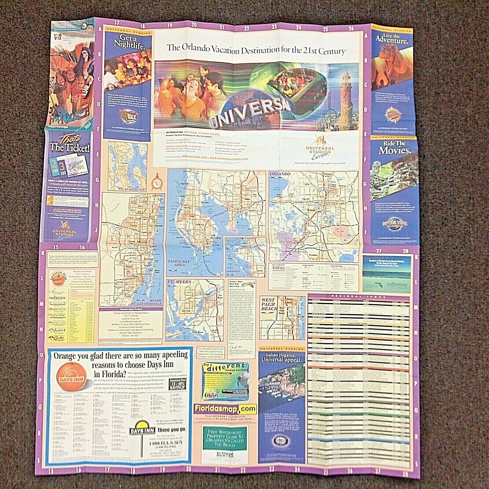 Vintage Lot of 4 Millennial Maps Florida 2000-2003 Universal Studios Orlando FL Без бренда - фотография #2