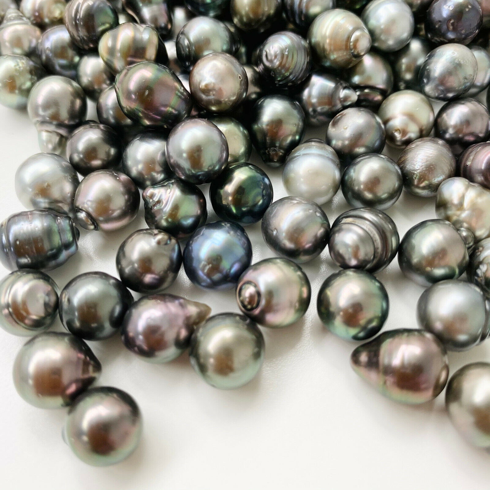 10 pcs Tahitian Loose Pearls Undrilled 9mm Circle Drop Baroque Light Medium Dark Unbranded - фотография #3