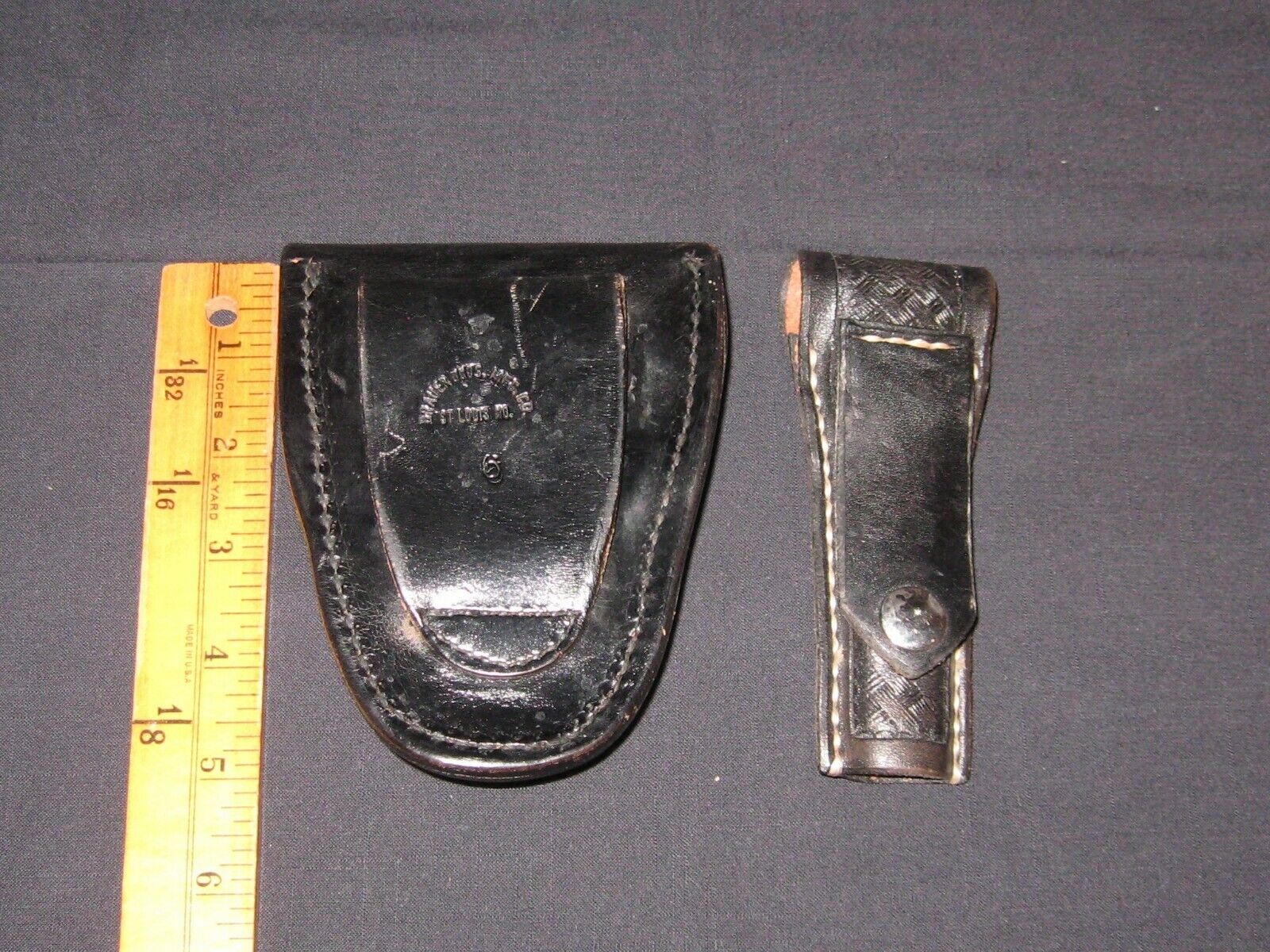Leather Brauer Bros. handcuff case with a flash light holder, heavy leather BRAUER BROS - фотография #3