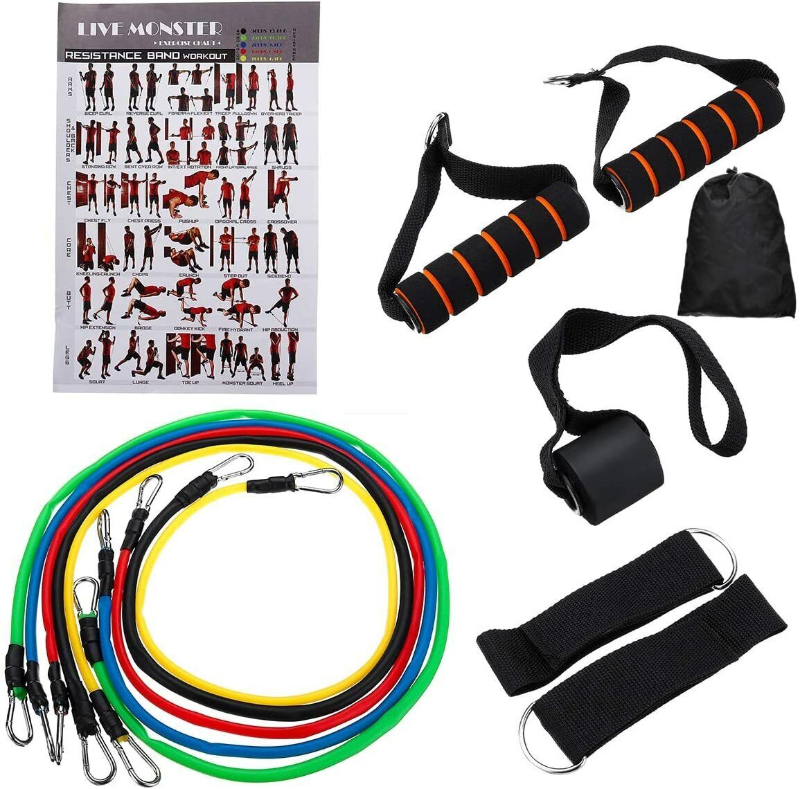 11-Piece Resistance Bands Set Elastic Work Out Band Kit for Home Fitness Unbranded