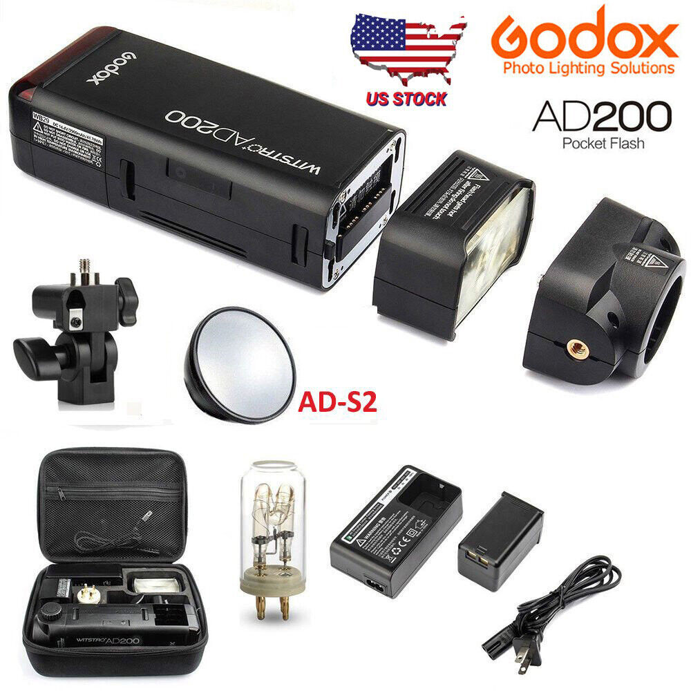 US GODOX AD200 200W 2.4G TTL 1/8000s Outdoor Pocket Speedlite Flash + AD-S2 Gift Godox Does Not Apply