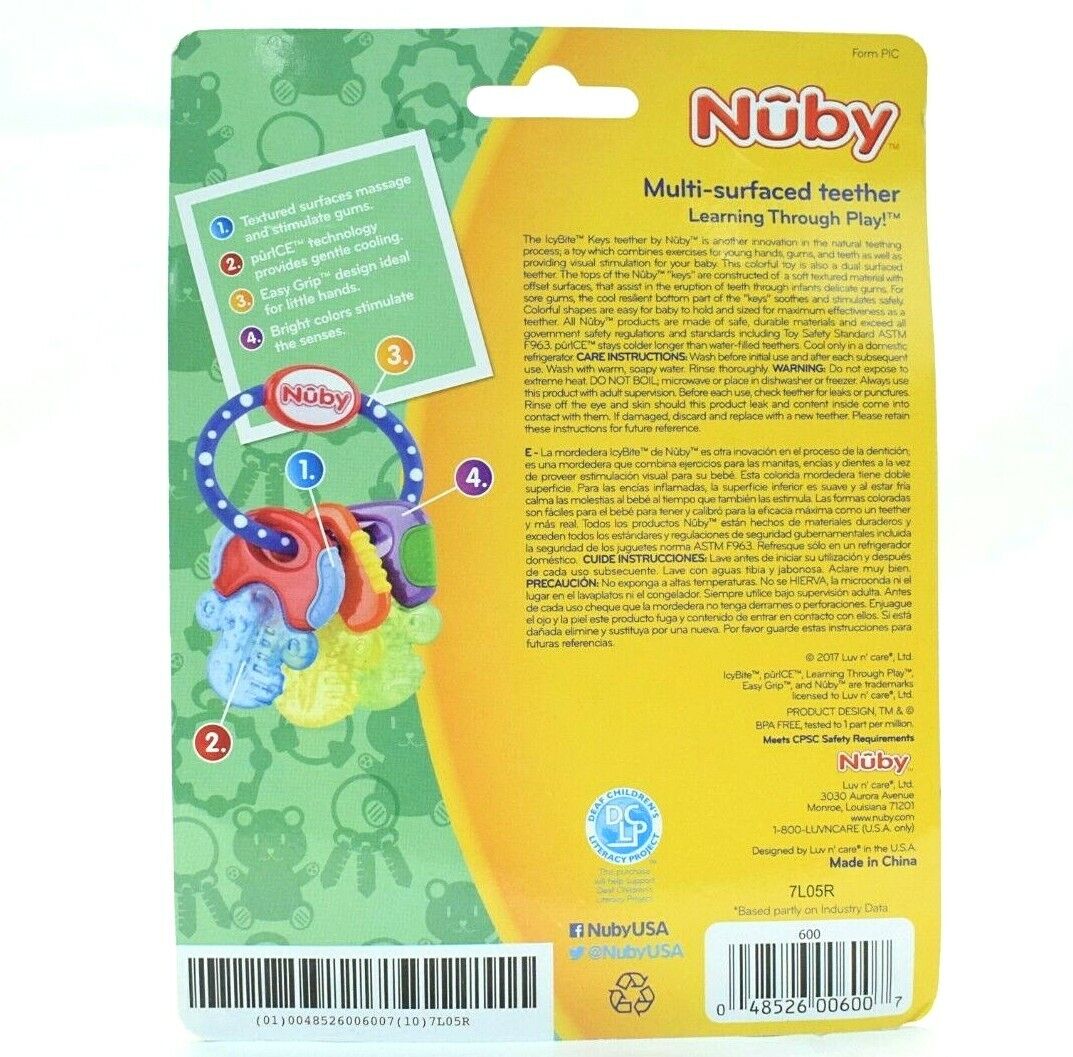 Nuby Ice Gel Teether Keys, Pack of Three Nuby Teether Keys - фотография #3