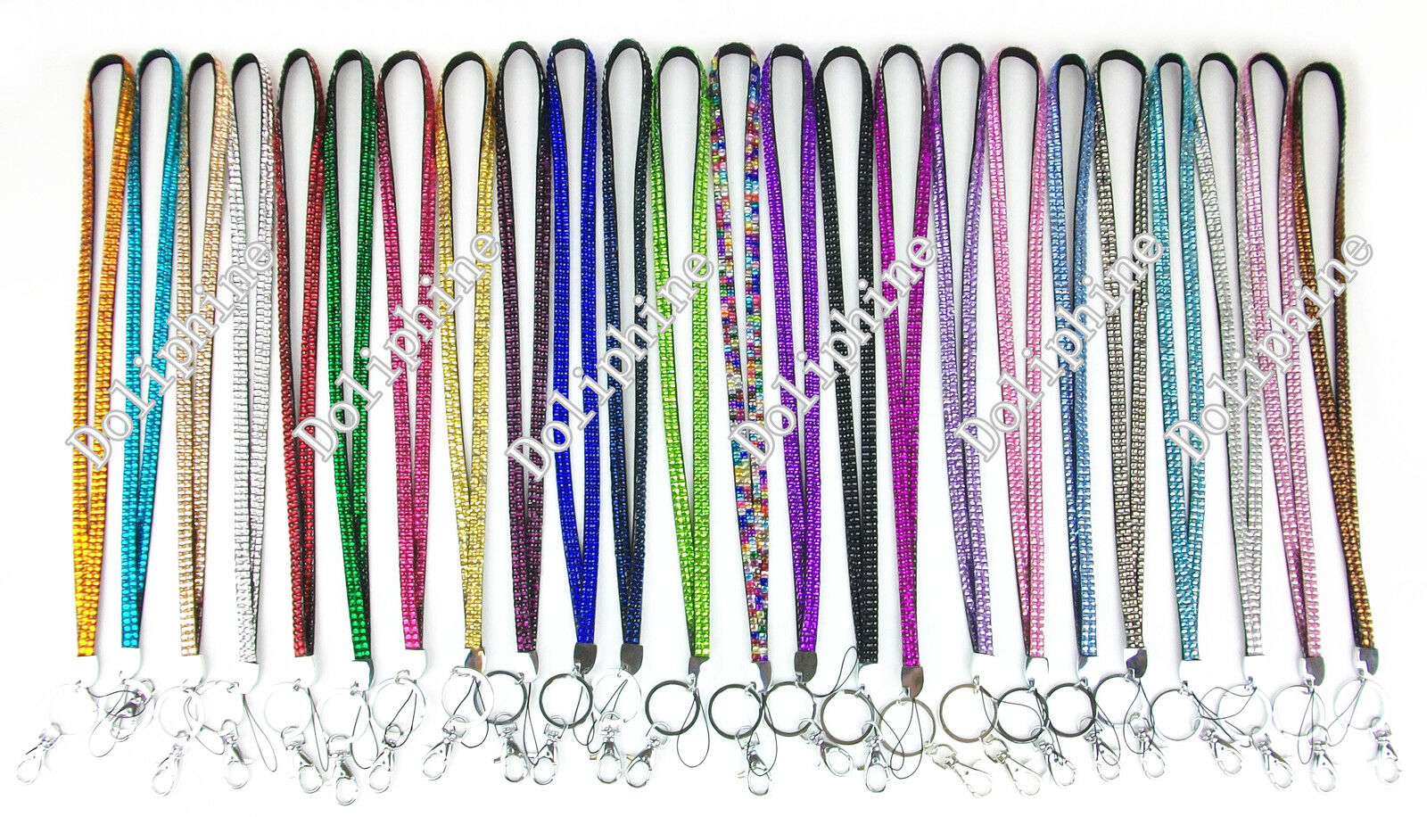 Multi Colors Rhinestone Necklace LANYARD with Key chain for Key ID Badge Holder  Doliphine