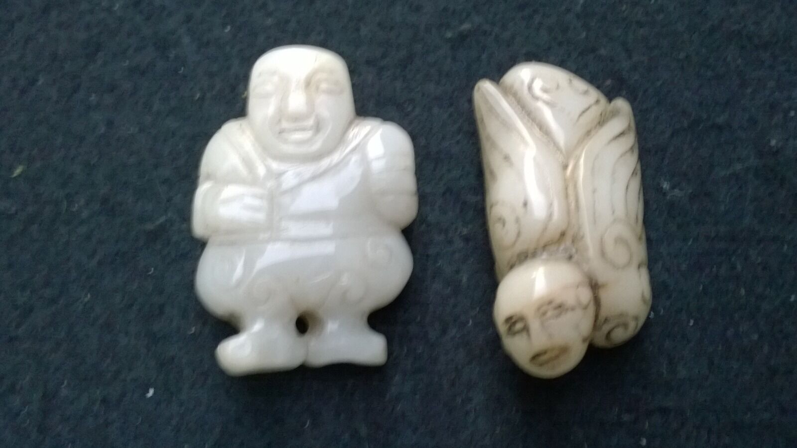Group of Two Hardstone Quality Serpentine Amulets Bird-Man and Minister. Без бренда