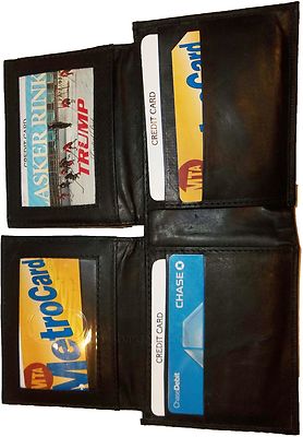Lot of 3. Man's Wallet. Bi fold Leather Wallet 12 Credit Cards 2 IDs Suede lined Unbranded - фотография #8