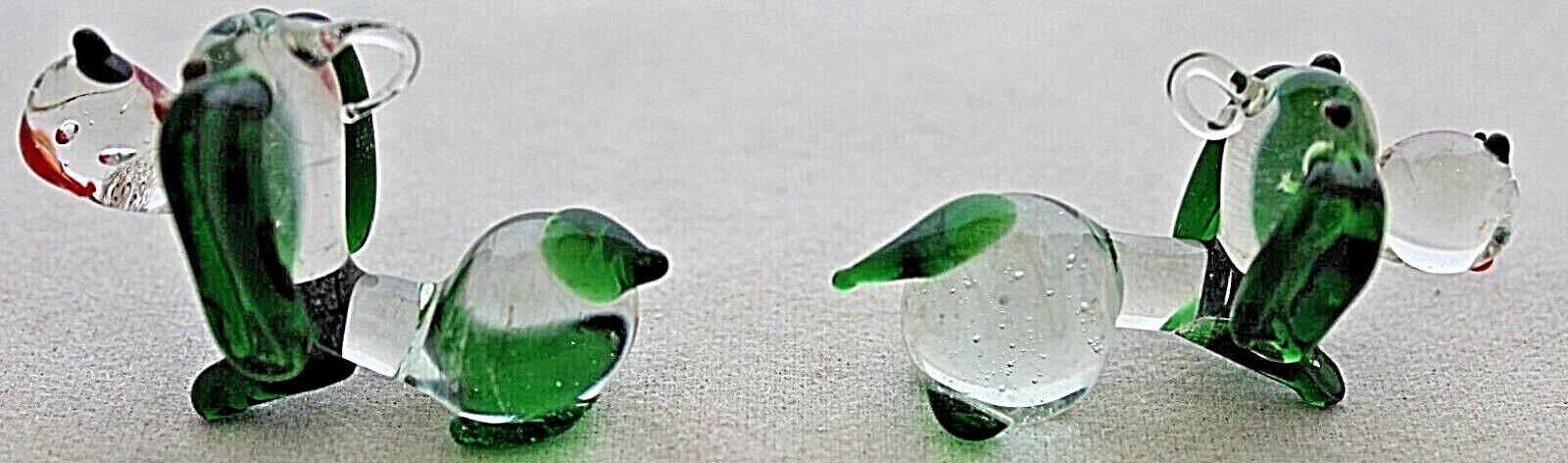 2 x Vintage, ( 1970's) Hand Made,  Art Glass Miniature Dogs Unbranded - фотография #3