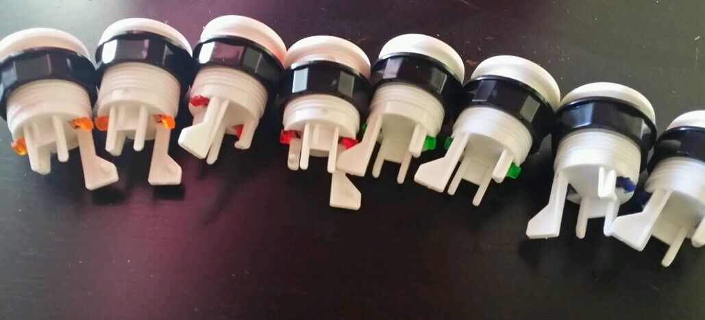 Arcade Push Button bicolor buttons 4 color LOT of 8 with micro switch  Без бренда - фотография #2