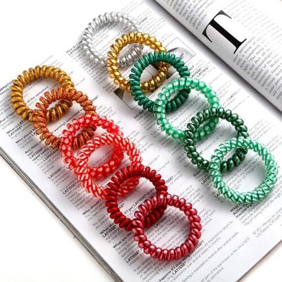  12PCS Christmas Hair Ties Spiral Hair Ties No Damage, ponytail holders  Does not apply Does Not Apply - фотография #2