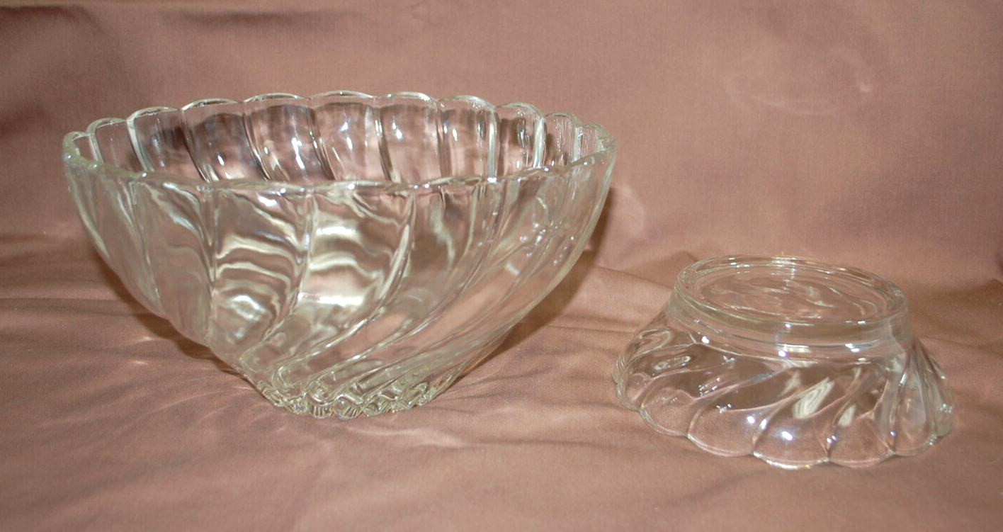 Hazel-Atlas Colonial Swirl Shell Crystal Punch Bowl,Stand,12 Cups & Ladle  T1336 Hazel Atlas - фотография #8