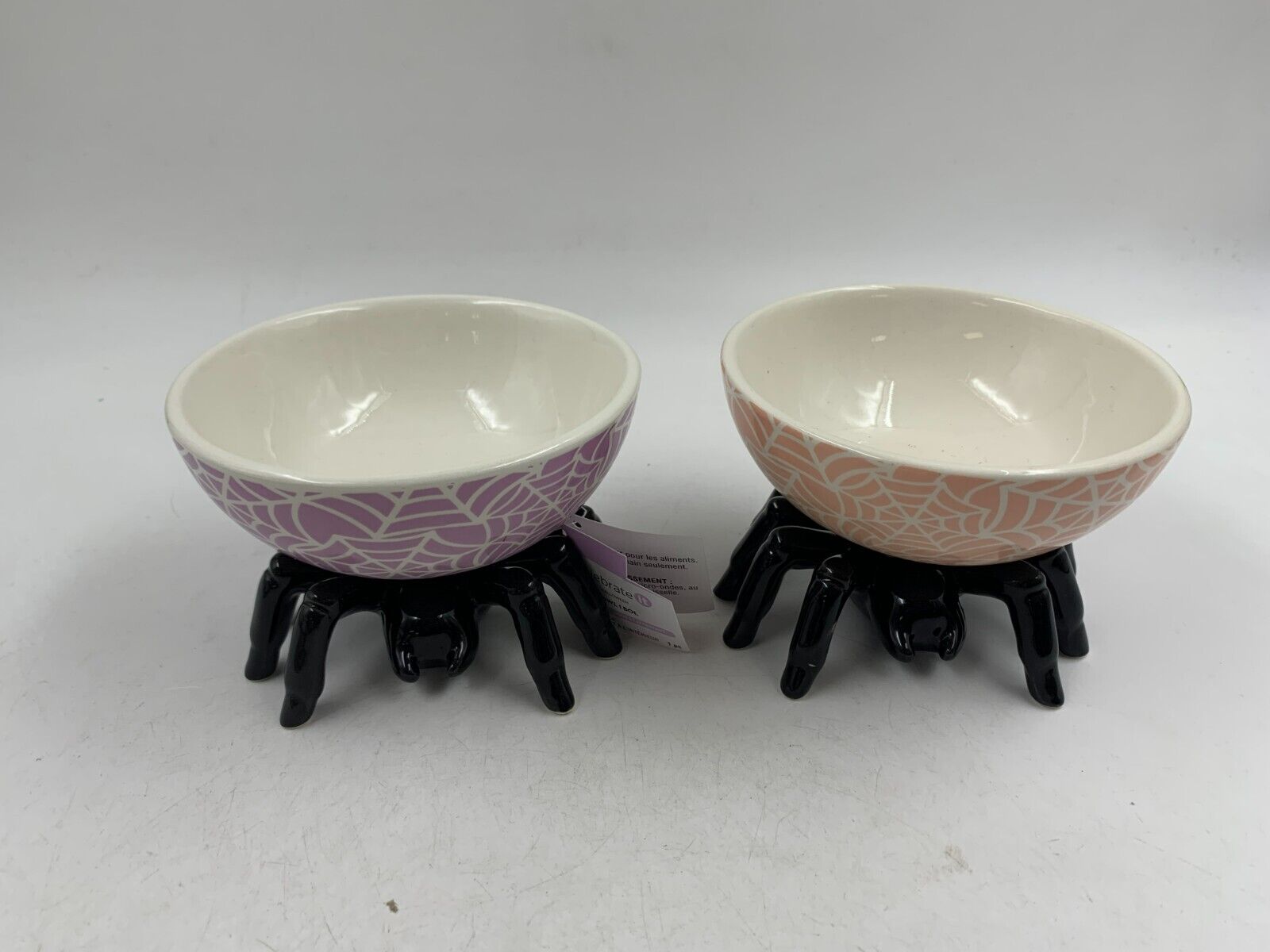 Celebrate It Ceramic 5in Halloween Purple & Pink Spiderweb Bowl Set CC02B16011 Celebrate It