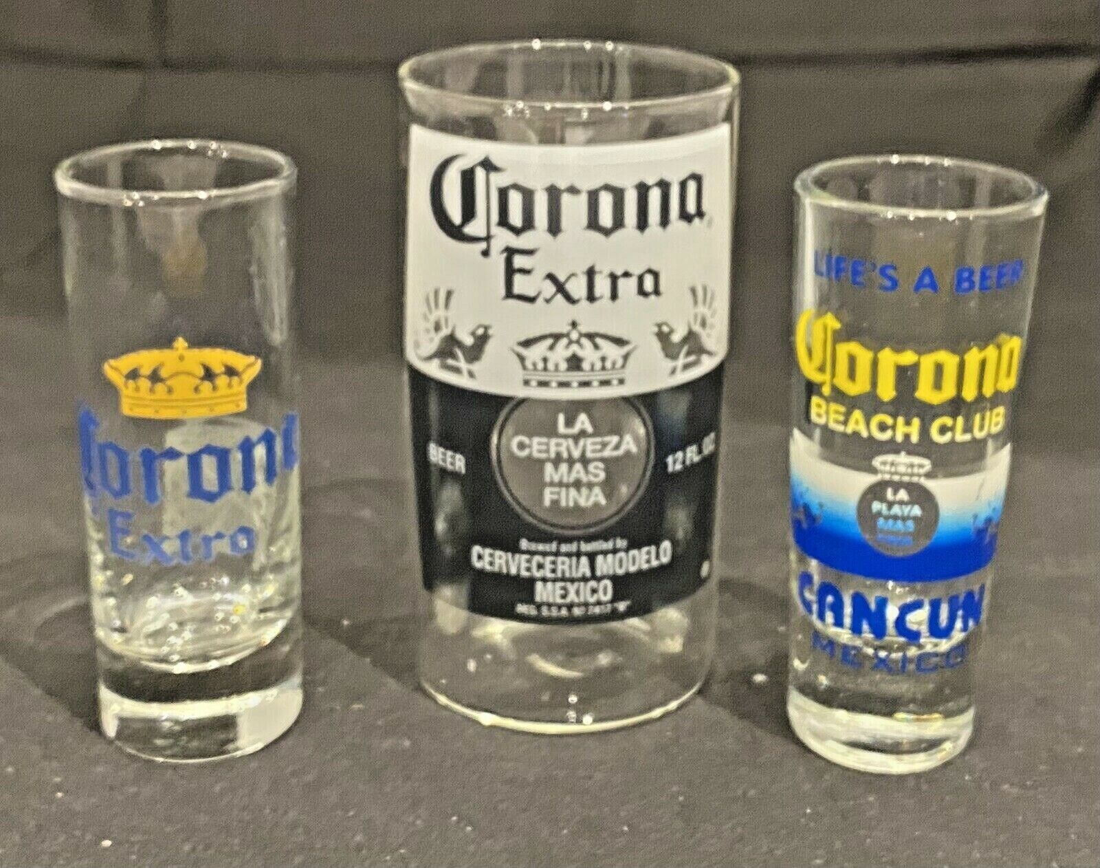 VINTAGE CORONA Beer Bar Sampler 10 oz. & Shot Glasses 3 oz. 3-Piece Set Corona - фотография #2